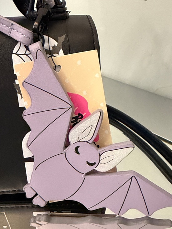 π BETSEY JOHNSON Haunted House Crossbody Bag with Bat Charm Black NWT - Picture 9 of 17